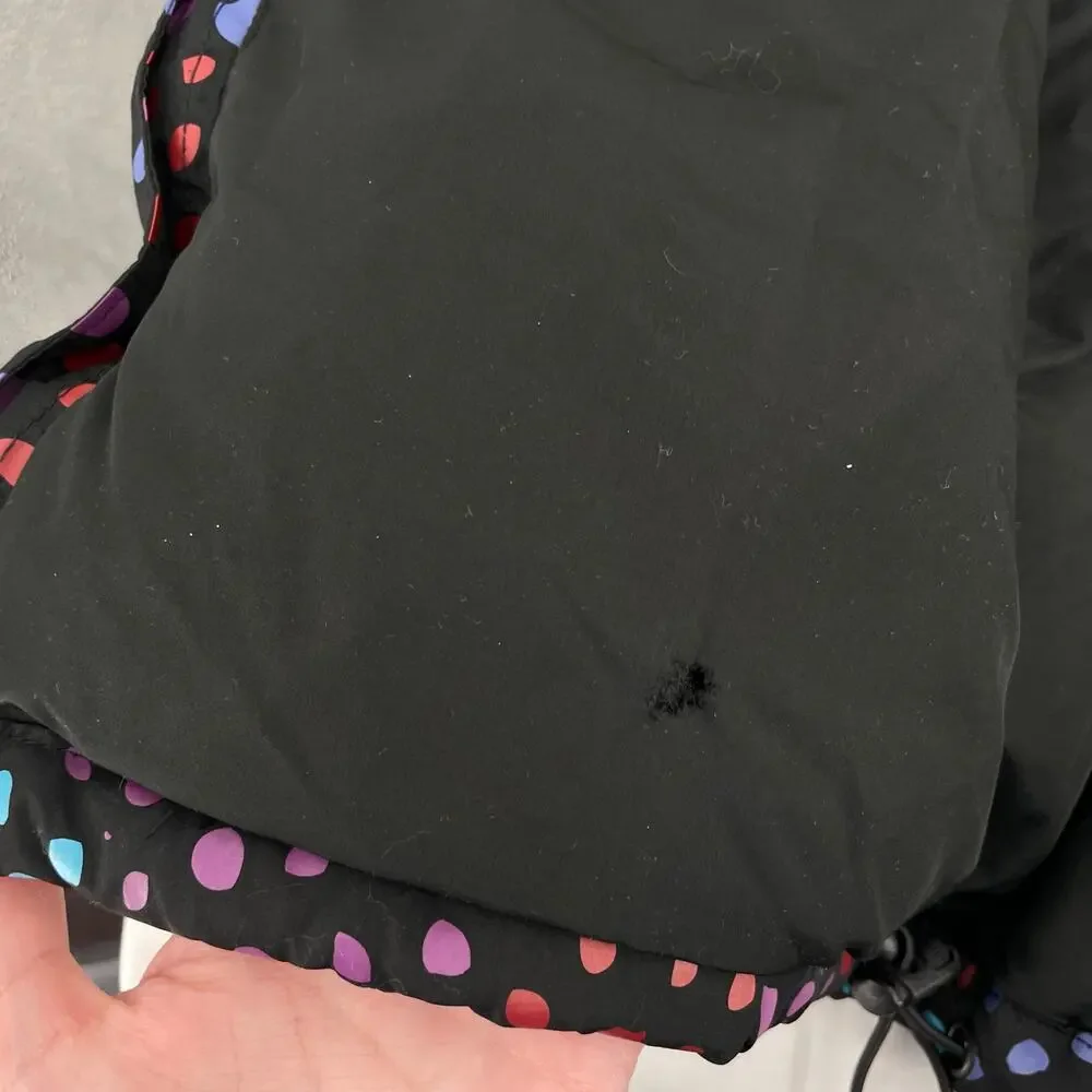 Lazy Oaf Midnight Lizard Puffer Jacket Black Rainbow Spotted Coat Unisex Size S